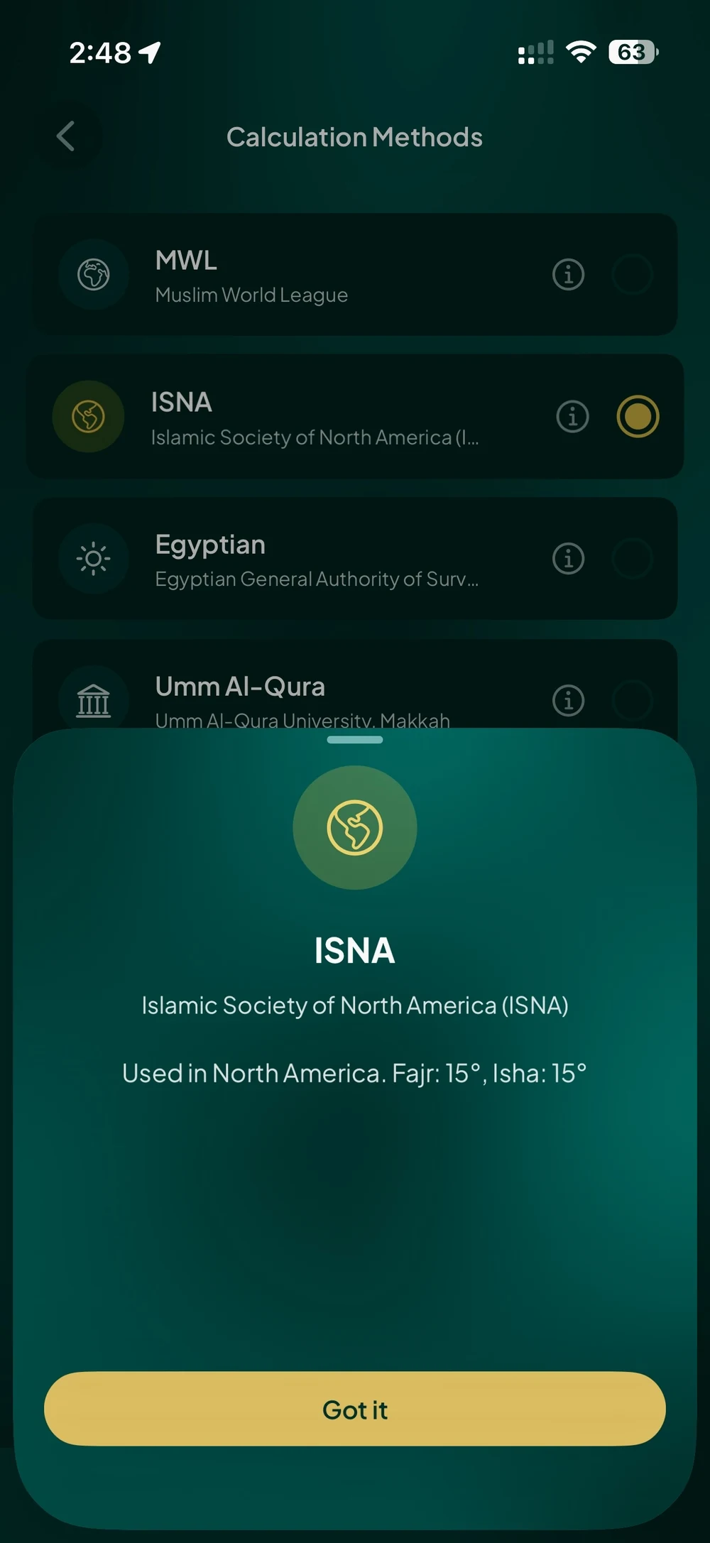 ISNA calculation method details